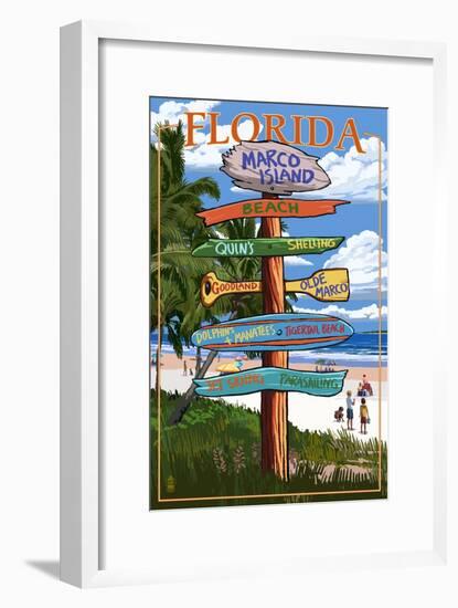 Marco Island, Florida - Destination Sign 2-Lantern Press-Framed Art Print