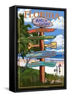 Marco Island, Florida - Destinations Signpost-Lantern Press-Framed Stretched Canvas