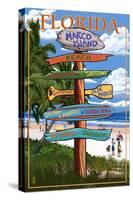 Marco Island, Florida - Destinations Signpost-Lantern Press-Stretched Canvas