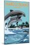 Marco Island, Florida - Dolphins Jumping-Lantern Press-Mounted Art Print