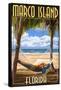 Marco Island, Florida - Hammock Scene-Lantern Press-Framed Stretched Canvas