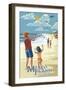 Marco Island, Florida - Kites on Beach-Lantern Press-Framed Art Print