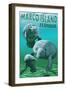 Marco Island, Florida - Manatees-Lantern Press-Framed Art Print