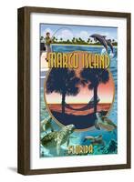 Marco Island, Florida - Montage Scenes-Lantern Press-Framed Art Print