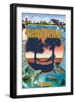Marco Island, Florida - Montage Scenes-Lantern Press-Framed Art Print