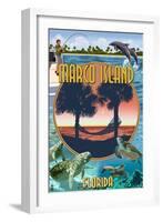 Marco Island, Florida - Montage Scenes-Lantern Press-Framed Art Print