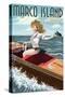 Marco Island, Florida - Pinup Girl Boating-Lantern Press-Stretched Canvas