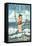 Marco Island, Florida - Pinup Girl Surf Fishing-Lantern Press-Framed Stretched Canvas