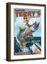 Marco Island, Florida - Pinup Girl Tarpon Fishing-Lantern Press-Framed Art Print