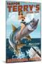 Marco Island, Florida - Pinup Girl Tarpon Fishing-Lantern Press-Mounted Art Print