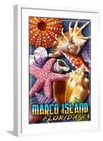 Marco Island, Florida - Shells Montage-Lantern Press-Framed Art Print