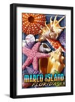 Marco Island, Florida - Shells Montage-Lantern Press-Framed Art Print