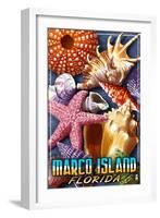 Marco Island, Florida - Shells Montage-Lantern Press-Framed Art Print