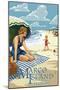 Marco Island, Florida - Woman on Beach-Lantern Press-Mounted Art Print