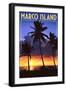 Marco Island - Palms and Sunset-Lantern Press-Framed Art Print