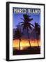 Marco Island - Palms and Sunset-Lantern Press-Framed Art Print