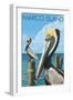 Marco Island - Pelicans-Lantern Press-Framed Art Print