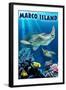 Marco Island - Sea Turtles Swimming-Lantern Press-Framed Art Print