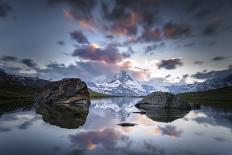 The Matterhorn Is Reflected in the Stellisee at Sundown, Switzerland, Valais-Marco Isler-Photographic Print
