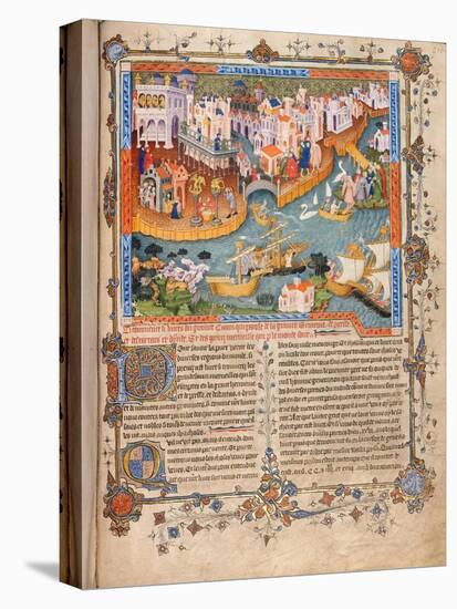 Marco Polo departs from Venice for China, from Travels of Marco Polo. Ca. 1333-40-null-Stretched Canvas