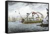 Marco Polo Leading the Venetian Ships at Korcula in the Adriatic Sea-null-Framed Stretched Canvas