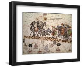 Marco Polo Road to Cathay, Catalan Atlas, Caravan of Travelers-Abraham Cresques-Framed Art Print