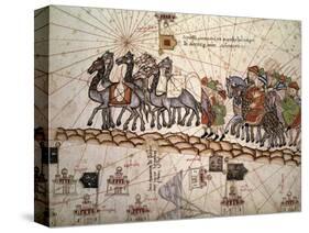 Marco Polo Road to Cathay, Catalan Atlas, Caravan of Travelers-Abraham Cresques-Stretched Canvas