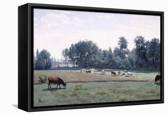 Marcoussis - Cows Grazing, 1845-50-Jean-Baptiste-Camille Corot-Framed Stretched Canvas