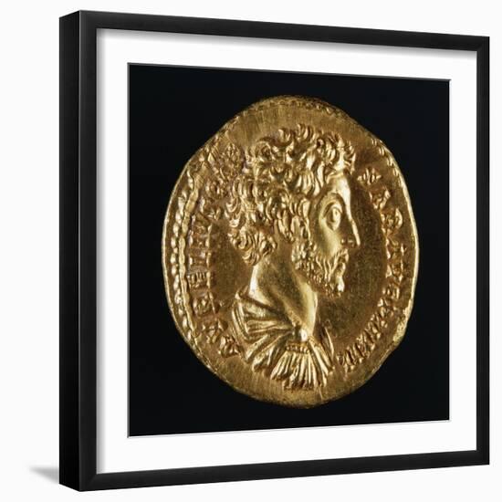 Marcus Aurelius Aureus Bearing Image of Emperor, Recto, Roman Coins Ad-null-Framed Giclee Print