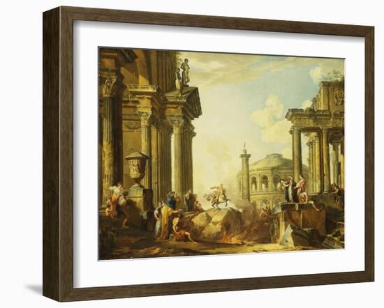 Marcus Curtius Leaping into the Chasm-Giovanni Paolo Pannini-Framed Giclee Print