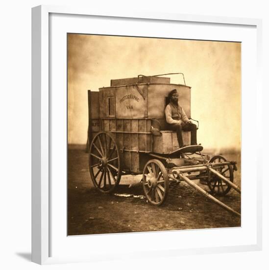 Marcus Sparling, Lull-Length Portrait, Seated on Roger Fenton's Photographic Wagon, 1855-Roger Fenton-Framed Art Print