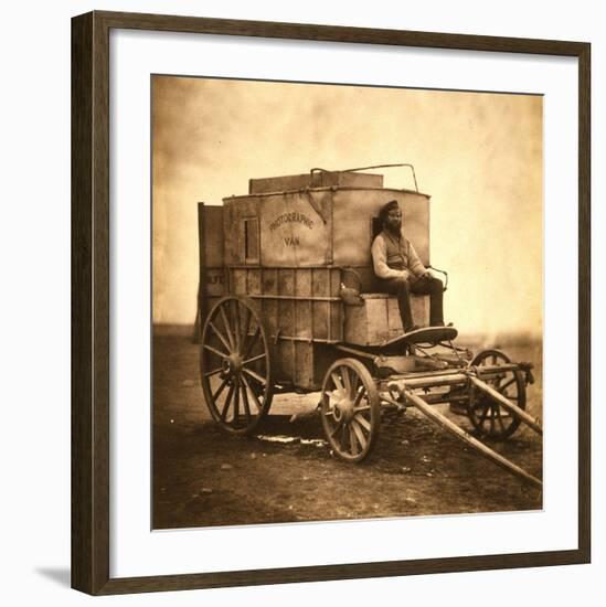 Marcus Sparling, Lull-Length Portrait, Seated on Roger Fenton's Photographic Wagon, 1855-Roger Fenton-Framed Art Print