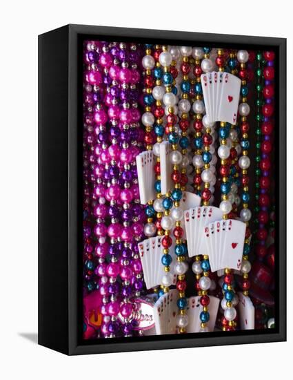 Mardi Gras Beads, French Quarter, New Orleans, Louisiana, USA-Walter Bibikow-Framed Stretched Canvas