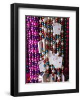 Mardi Gras Beads, French Quarter, New Orleans, Louisiana, USA-Walter Bibikow-Framed Premium Photographic Print