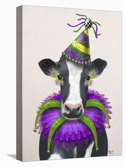 Mardi Gras Cow-Fab Funky-Stretched Canvas