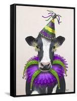 Mardi Gras Cow-Fab Funky-Framed Stretched Canvas