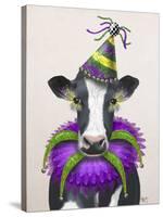 Mardi Gras Cow-Fab Funky-Stretched Canvas