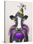 Mardi Gras Cow-Fab Funky-Stretched Canvas