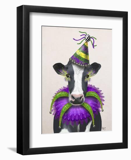 Mardi Gras Cow-Fab Funky-Framed Art Print