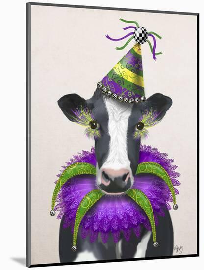 Mardi Gras Cow-Fab Funky-Mounted Art Print