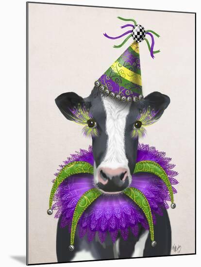 Mardi Gras Cow-Fab Funky-Mounted Art Print