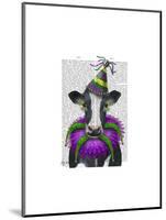 Mardi Gras Cow-Fab Funky-Mounted Art Print