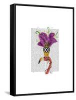 Mardi Gras Flamingo Portrait-Fab Funky-Framed Stretched Canvas