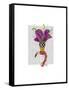 Mardi Gras Flamingo Portrait-Fab Funky-Framed Stretched Canvas