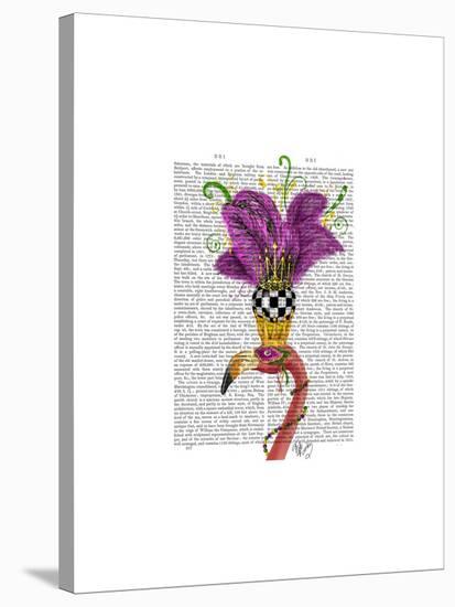 Mardi Gras Flamingo Portrait-Fab Funky-Stretched Canvas