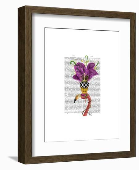 Mardi Gras Flamingo Portrait-Fab Funky-Framed Art Print