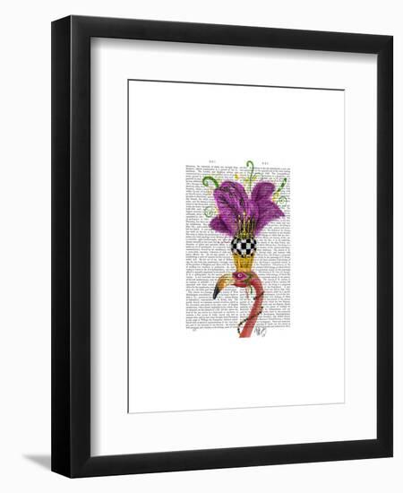 Mardi Gras Flamingo Portrait-Fab Funky-Framed Art Print