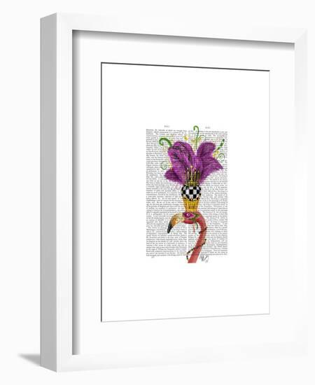 Mardi Gras Flamingo Portrait-Fab Funky-Framed Art Print