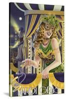 Mardi Gras Girl-Lantern Press-Stretched Canvas