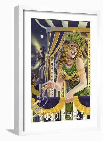 Mardi Gras Girl-Lantern Press-Framed Art Print